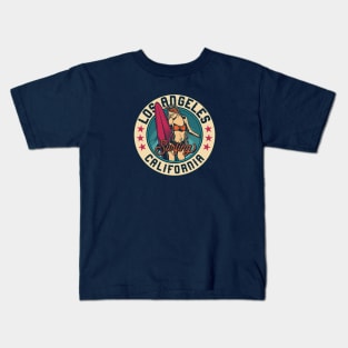 Vintage Surfing Badge for Los Angeles, California Kids T-Shirt